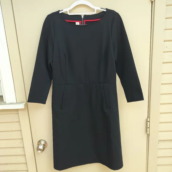 SPANX Perfect A-line 3/4 Sleeve Sheath Dress Black Office Career Wear Long  Sleeve